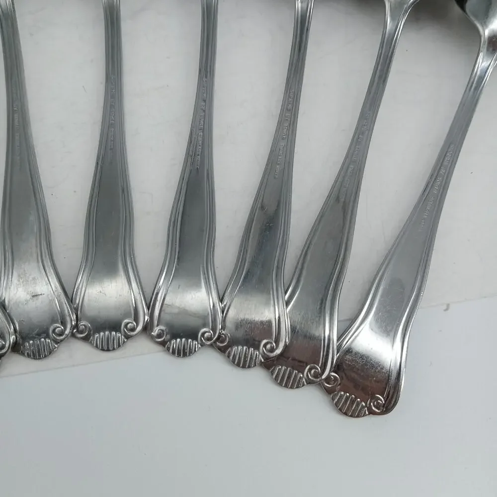 10X Tbsp TOWLE Supreme STUART SHELL Stainless Table Spoons